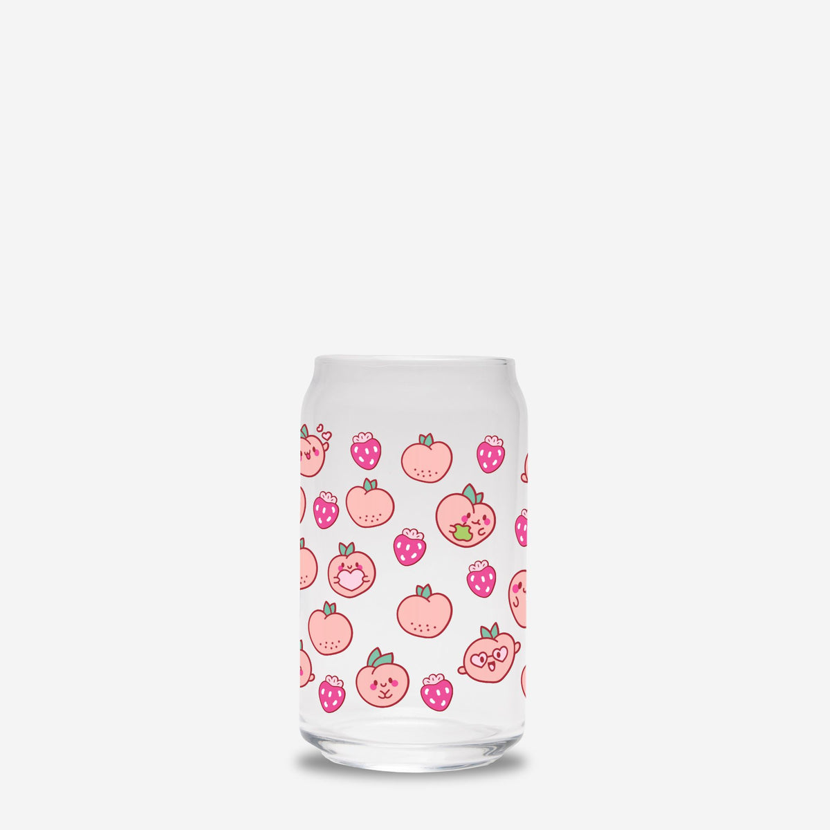 Peaches and StrawberriesGlass Can 16oz No Straw or Lid