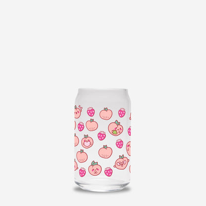 Peaches and StrawberriesGlass Can 16oz No Straw or Lid