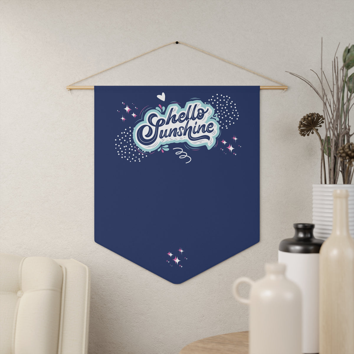 Hello Sunshine Pin Banner - Enamel Pin Collection Display Flag 18" × 21"