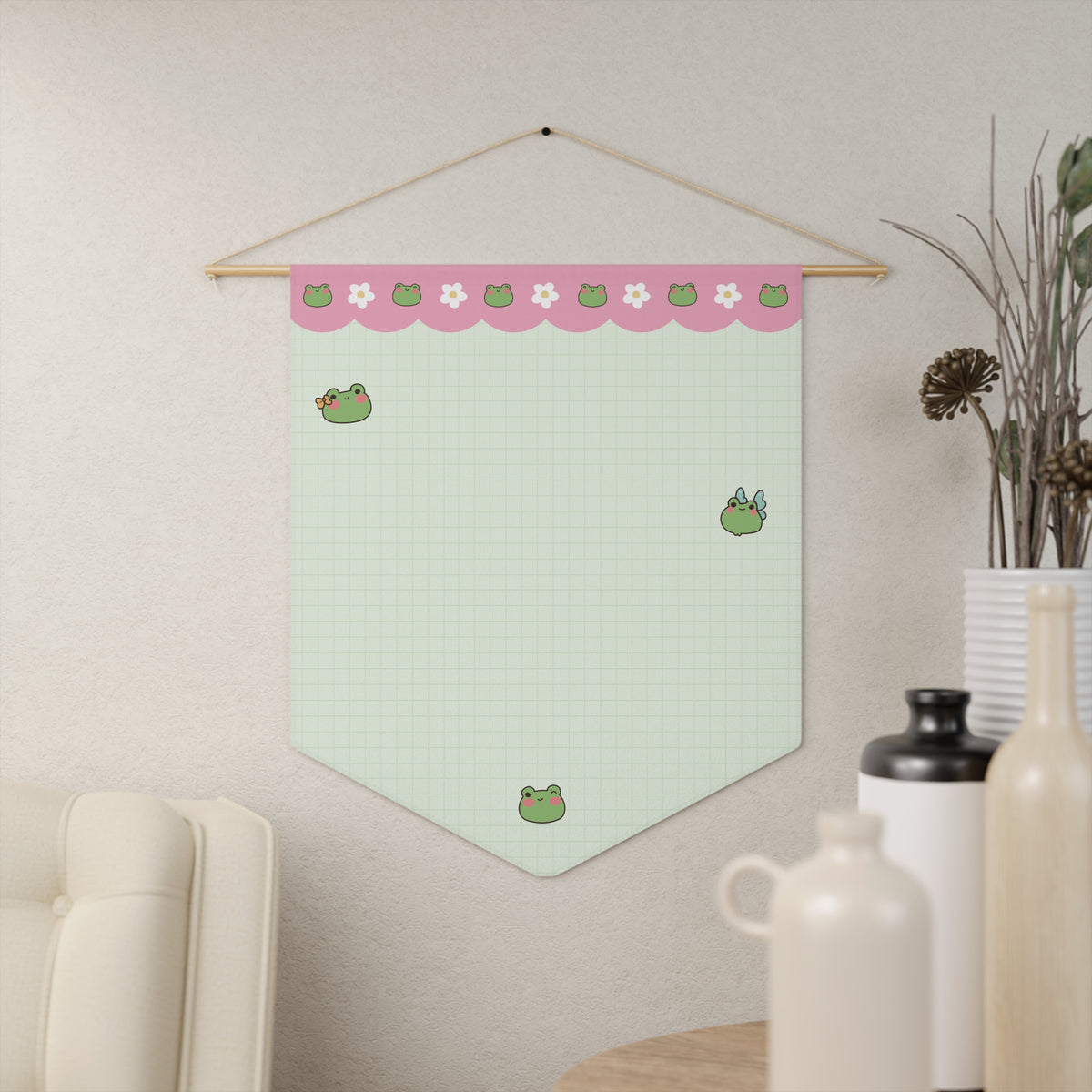Cutie Frogs Pin Banner - Enamel Pin Collection Display Flag 18" × 21"