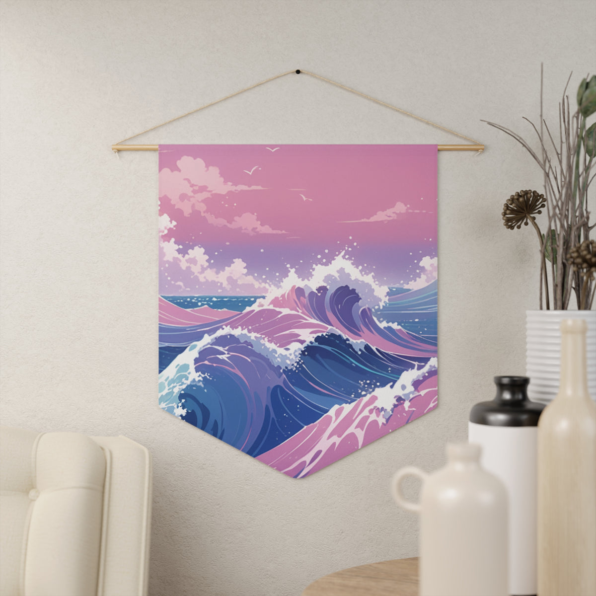 Aesthetic Waves Pin Banner - Enamel Pin Collection Display Flag 18" × 21"