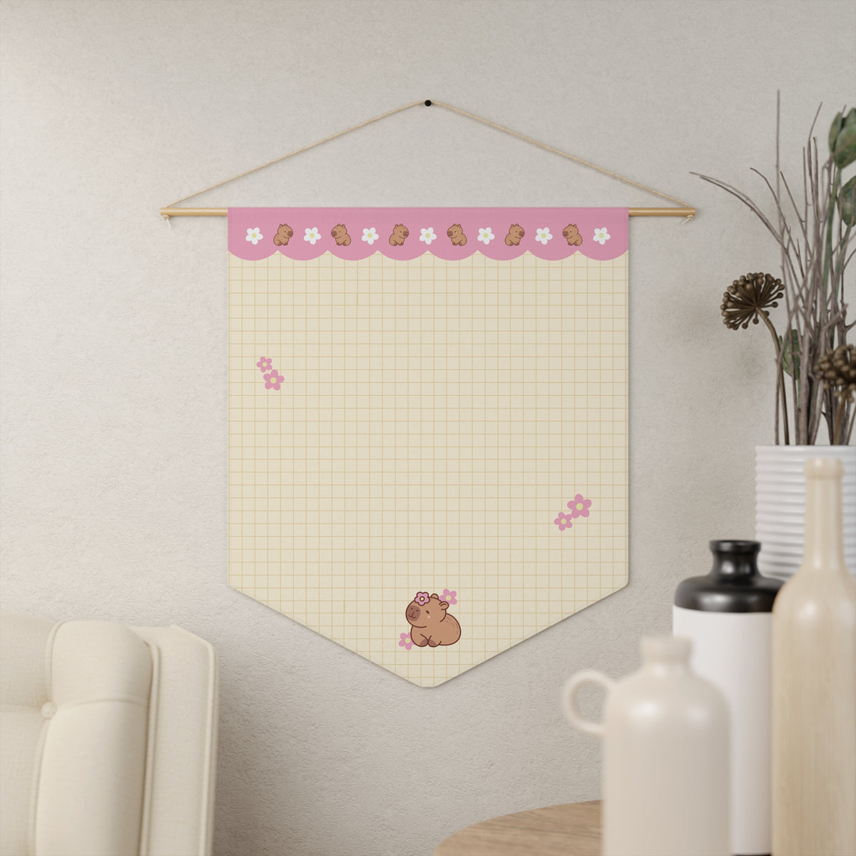 Cute Capybaras Pin Banner - Enamel Pin Collection Display Flag 18" × 21"