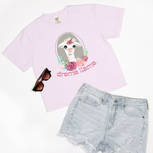 Drama Llama Comfort Colors Boxy Tee Orchid