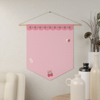 Sweet Strawberries Pin Banner - Enamel Pin Collection Display Flag 18" × 21"