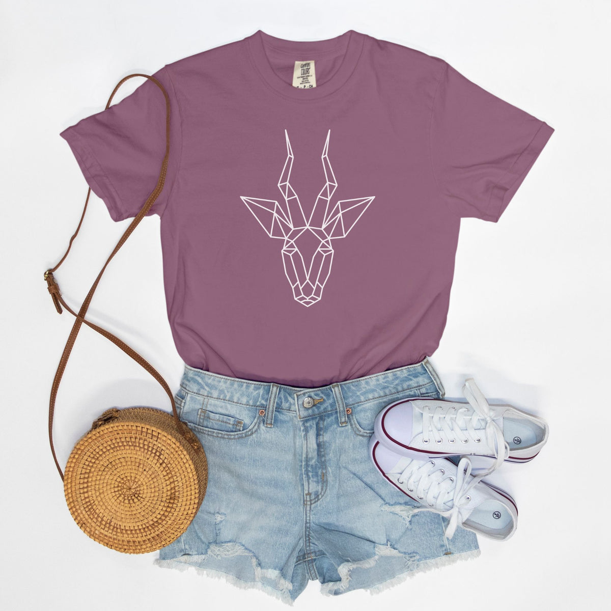 Geometric Antelope Comfort Colors Tee Berry