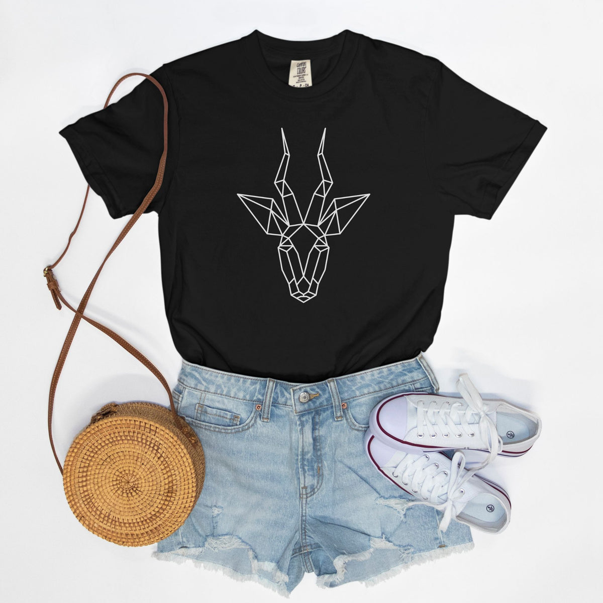 Geometric Antelope Comfort Colors Tee Black