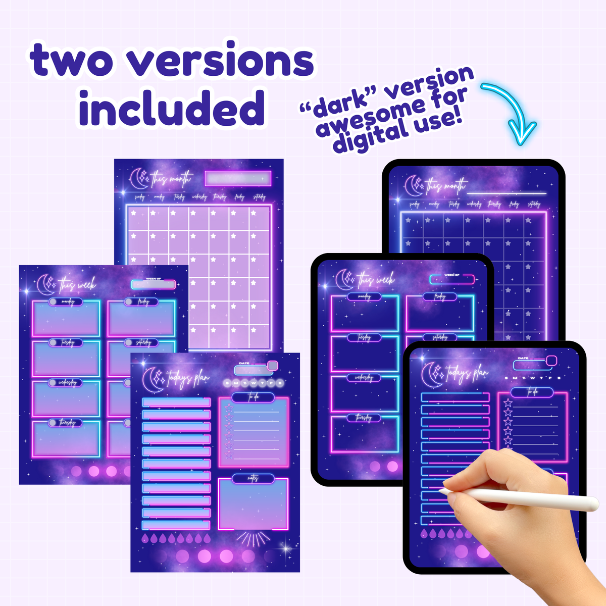 Neon Nebula Printable Planner Set