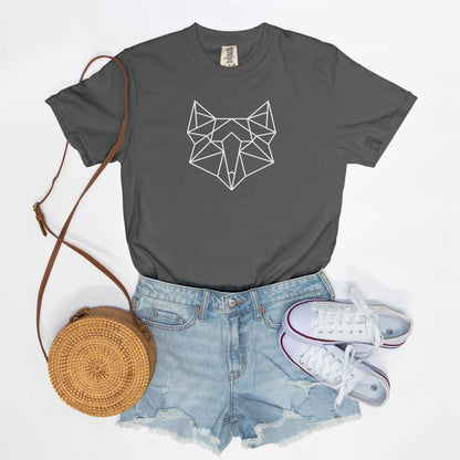 Geometric Fox Comfort Colors Tee Pepper