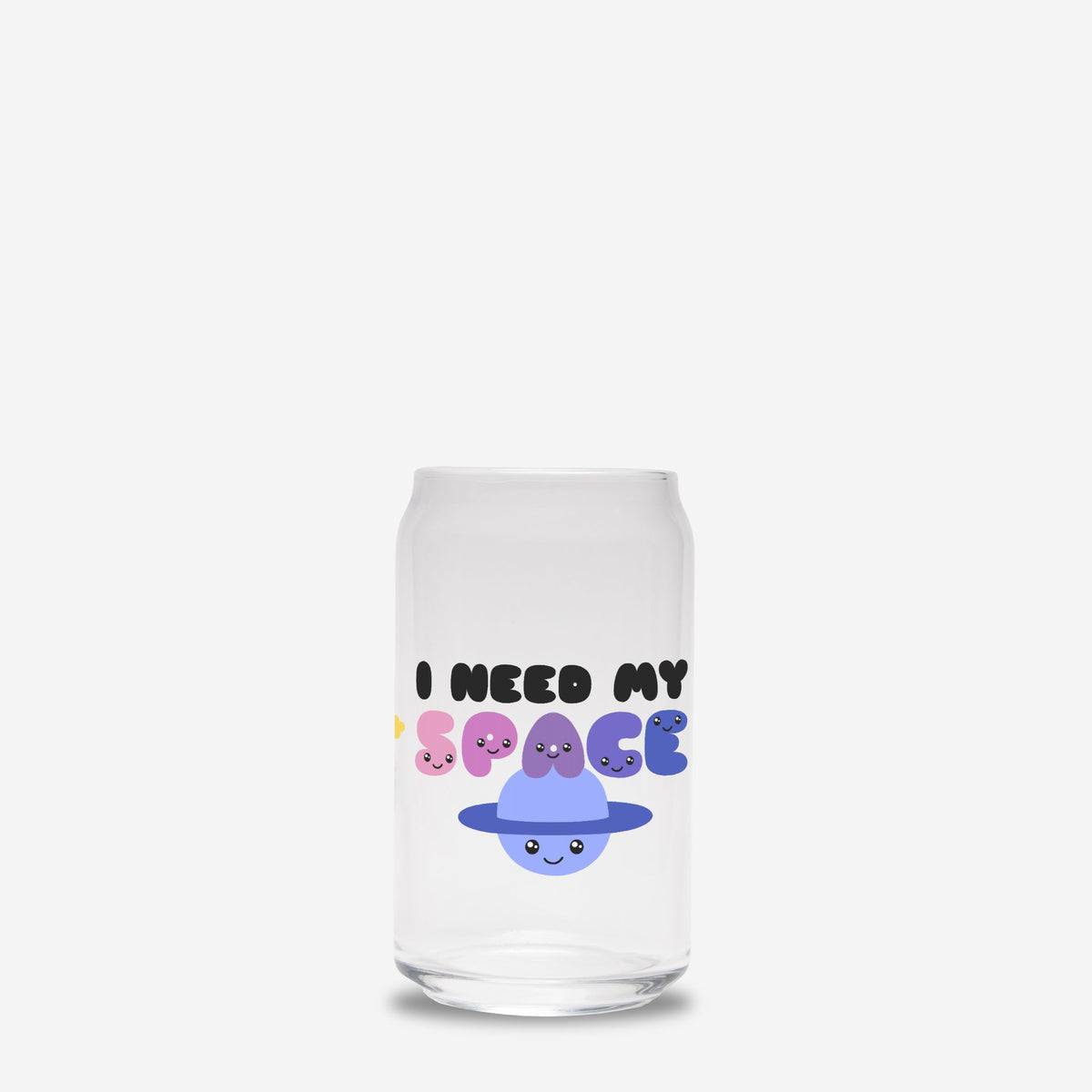 I Need My Space Glass Can 16oz No Straw or Lid