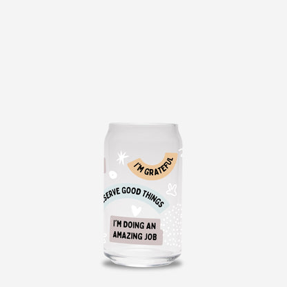 Affirmations Glass Can 16oz No Straw or Lid