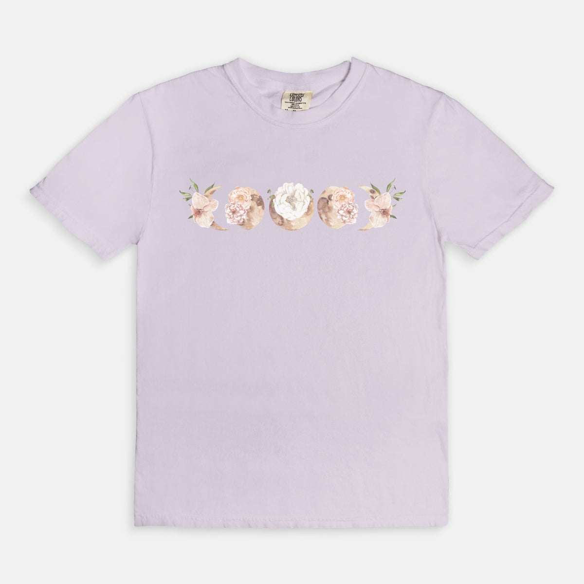 Romantic Floral Moon Phases Comfort Colors Tee