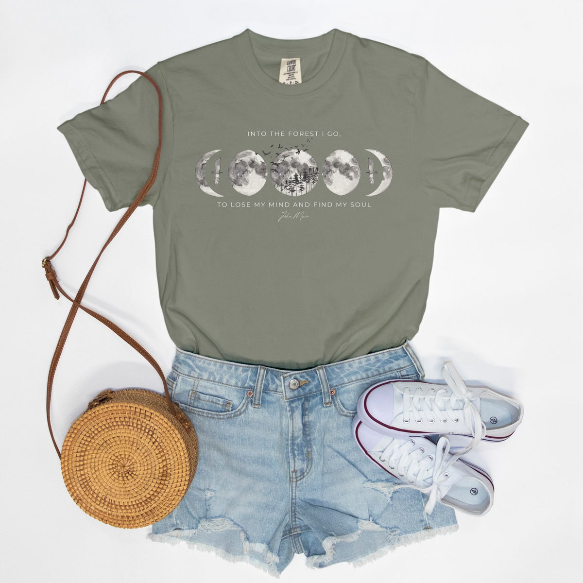 Into the Forest I Go Comfort Colors Tee Moss