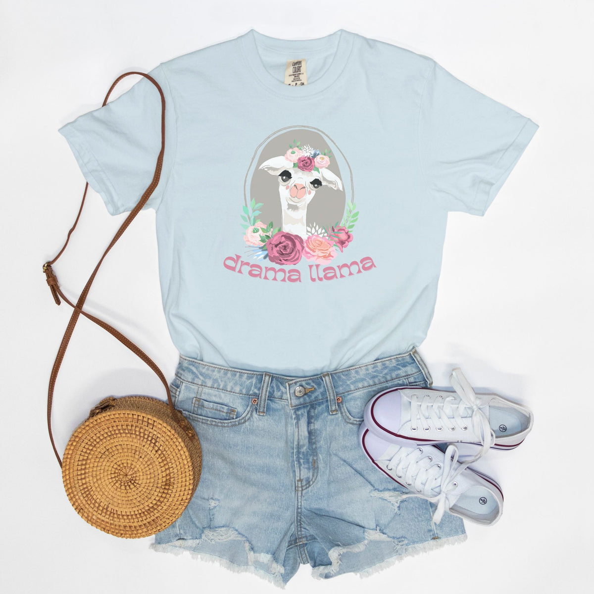 Drama Llama Comfort Colors Tee Chambray
