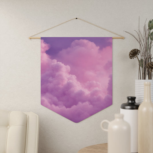 Pink Clouds Pin Banner - Enamel Pin Collection Display Flag 18" × 21"