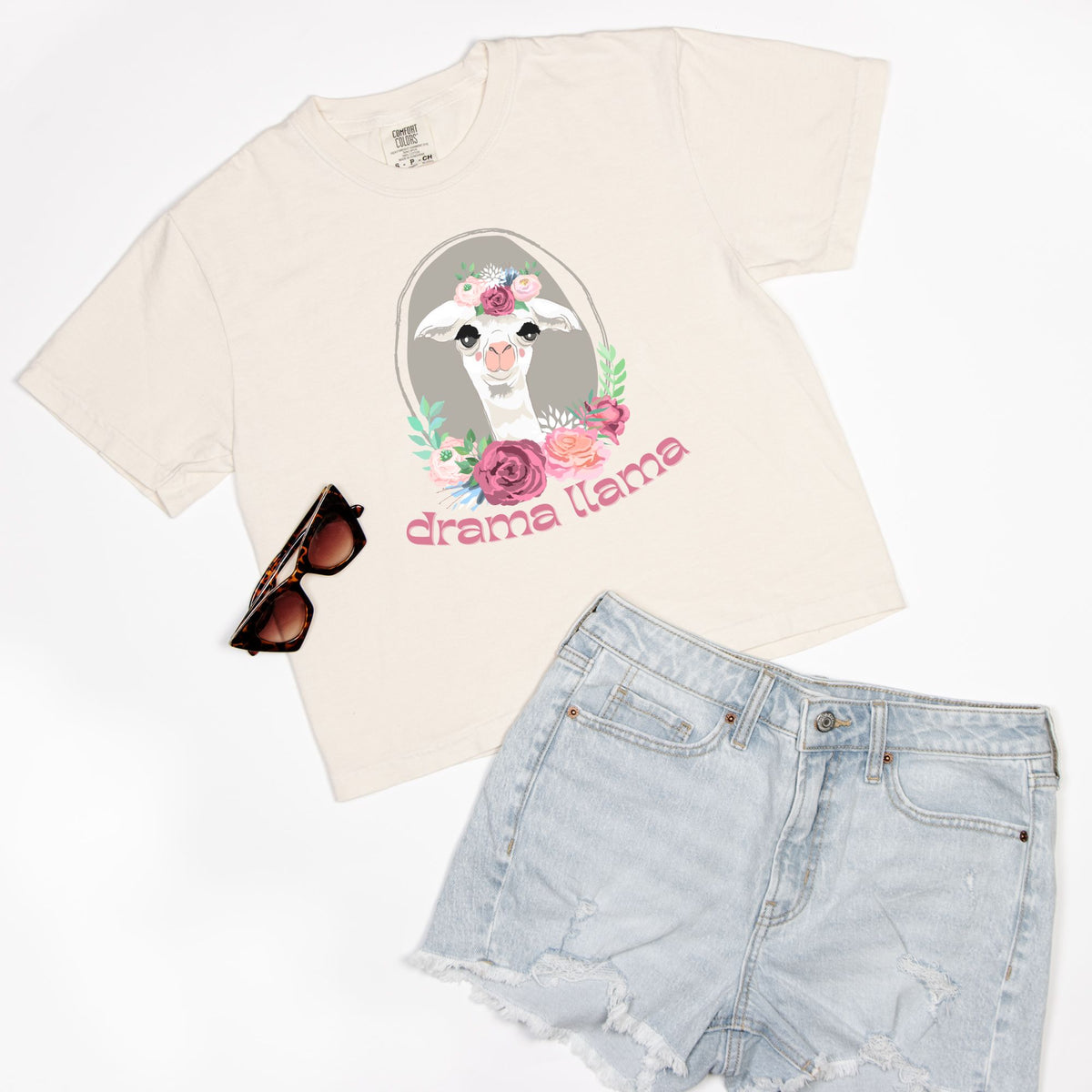 Drama Llama Comfort Colors Boxy Tee Ivory