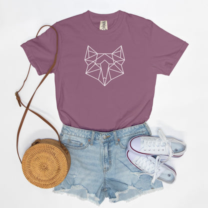 Geometric Fox Comfort Colors Tee Berry