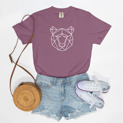 Geometric Bear Comfort Colors Tee Berry