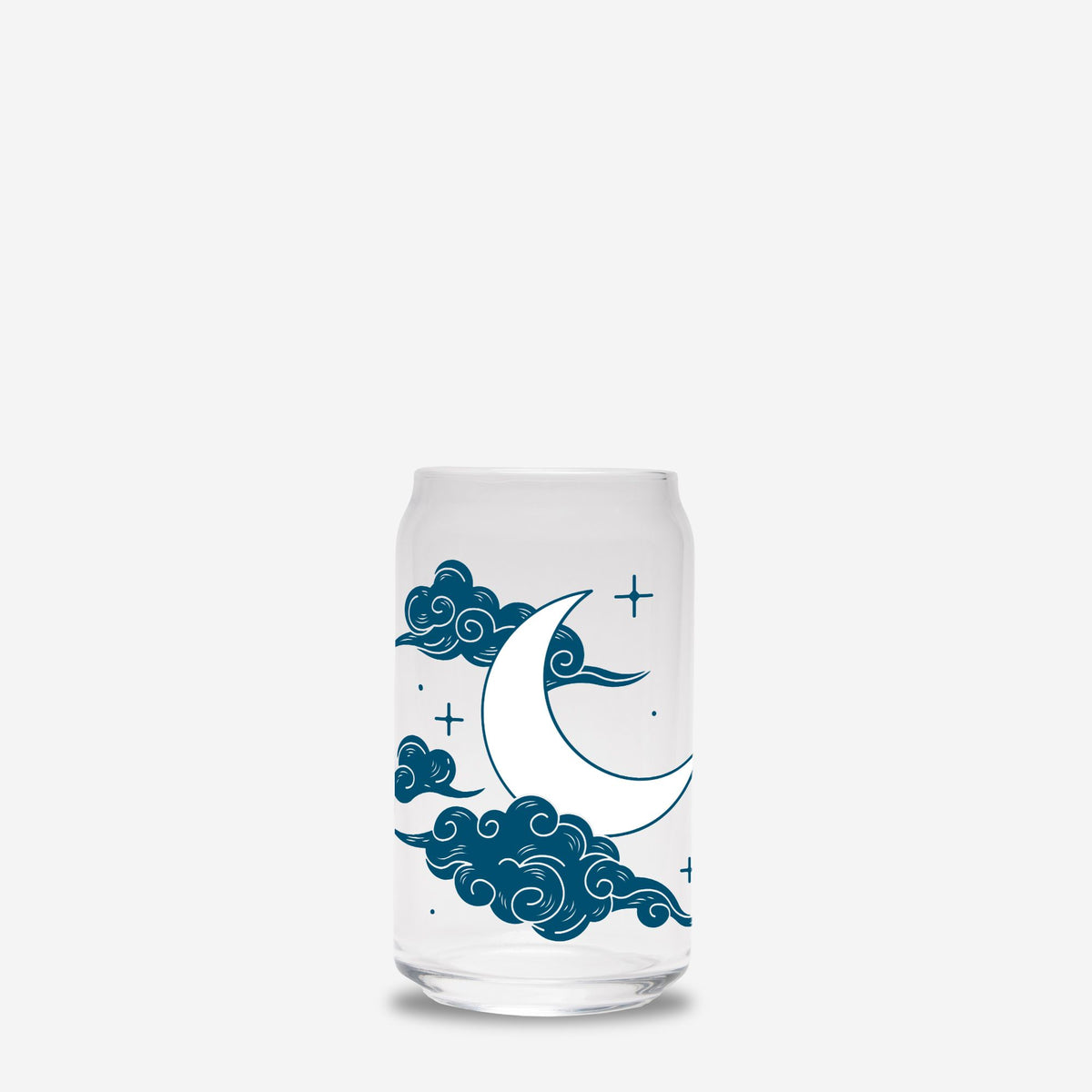 Celestial Moon and Clouds Glass Can 16oz No Straw or Lid