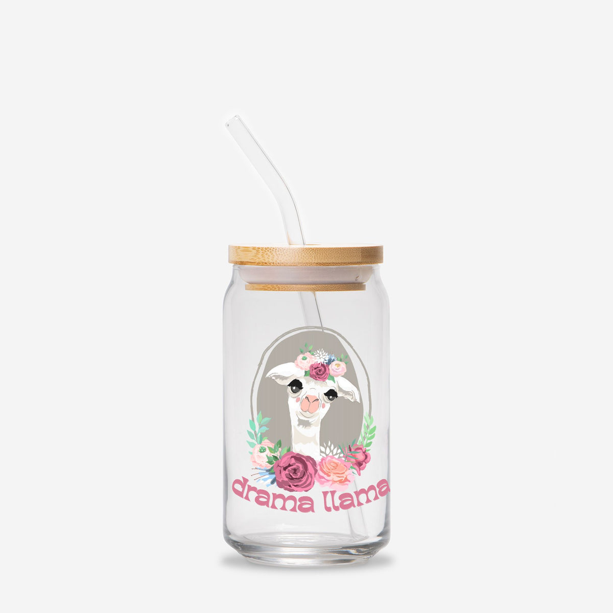 Drama Llama Glass Can 16oz Add Straw + Lid