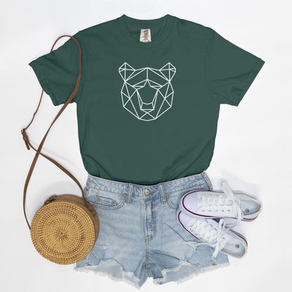 Geometric Bear Comfort Colors Tee Blue Spruce