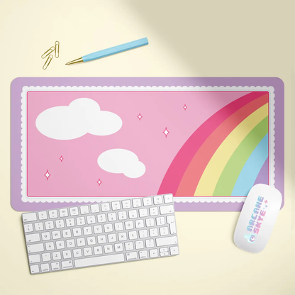 Kawaii Rainbow X-Large Desk Mat Gaming Mousepad 18x36"