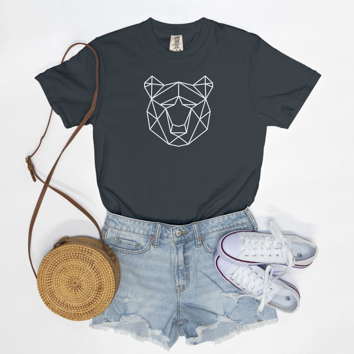 Geometric Bear Comfort Colors Tee Midnight