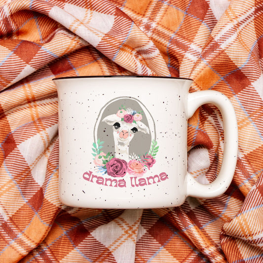 Drama Llama Speckled Ceramic Camp Mug 13oz