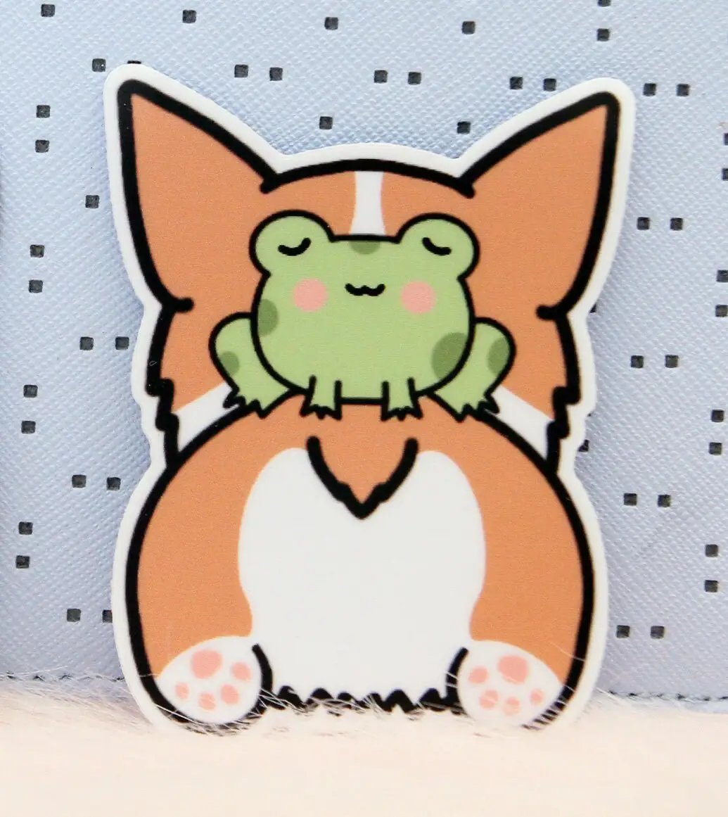 Corgi & Frog Stickers Corgi Butt & Frog