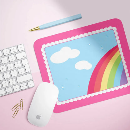 Kawaii Clouds Bright Rainbow Mousepad