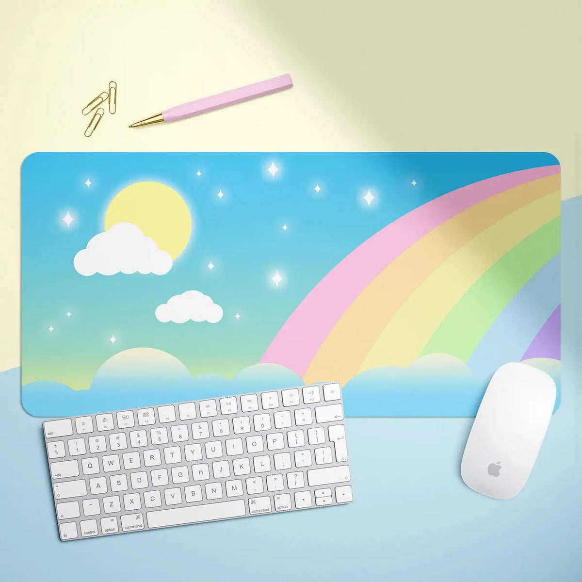 Daytime Rainbow X-Large Desk Mat Gaming Mousepad 18x36"