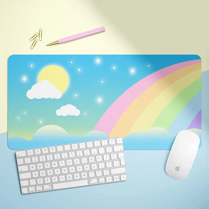 Daytime Rainbow X-Large Desk Mat Gaming Mousepad 18x36"